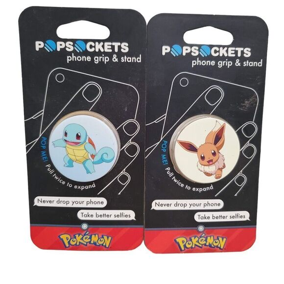 2 New Pokemon Popsocket Lot Phone Grip Stand Eevee Bulbasaur - Picture 1 of 2